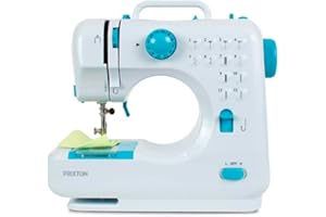 PRIXTON - Macchina da cucire portatile P110 - Cassetto per accessori - Lampada integrata - 12 punti di punti - Pedale incluso