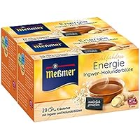 Meßmer Energie, Ingwer-Holunderblüte 20 TB, 2er Pack (2 x 40 g Packung)
