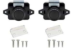 BEFUN 2PCS Push Button Latch Catch Drawer Replacement Keyless Door Lock Cupboard Door Motorhome Caravan Cabinet Knob Zinc Alloy Pop Up for 15-18mm Thickness Cabinet Boat Horsebox Camper Van RV Black