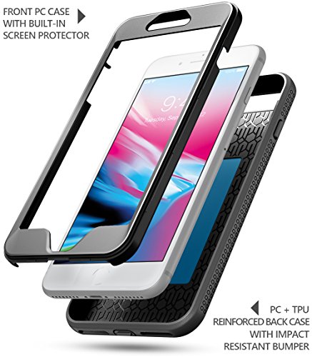 iPhone 7 / iPhone 8 Case, POETIC Revolution Series [Premium Rugged][Shock Absorption & Dust Resistant] Complete Protection Hybrid Case w/ Built-In Screen Protector for Apple iPhone 7 / iPhone 8 (2017) Black