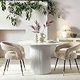 Round Acacia Wood Dining Table 4 Seater | Walnut Dining Room Furniture (White)