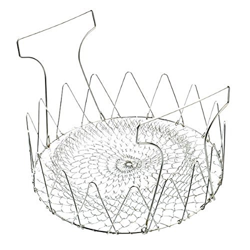 csmarte Fry French Chef Basket, abtropfsieben & Lebensmittel Sieb faltbar Dampf Spülen Zugentlastung Magic Resteschale Edelstahl Net Korb für Home Küche Kochen - 5