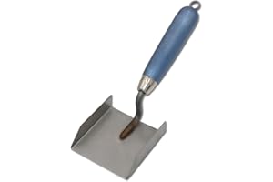 DEWEPRO® Stuccatore, spatola angolare con lama in acciaio inox 80 x 83 mm e manico in legno, stuccatore, spatola per bordi, spatola angolare, spatola angolare