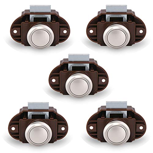 BONAKULA - Pomo de botón para cajón de armario, para caravana, autocaravana, barco, color 5pcs Brown/Nickel