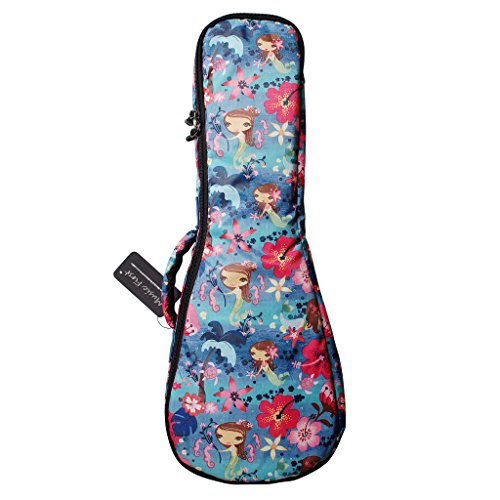 Music First Housse pour ukulélé Motif petite sirène Bleu océan 23 / 24 inch Concert bleu océan