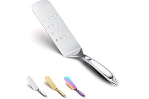 Evanda Gelocht Grillspachtel Edelstahl, Teppanyaki Spatel, Grillzubehör, hitzebeständig und schmelzt nicht, ideal für Outdoor BBQ, Teppanyaki, Camping