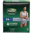 Depend FIT-FLEX Incontinence Underwear for Men, Maximum Absorbency, Disposable, Small/Medium, Grey, 19 Count (Pack of 1)