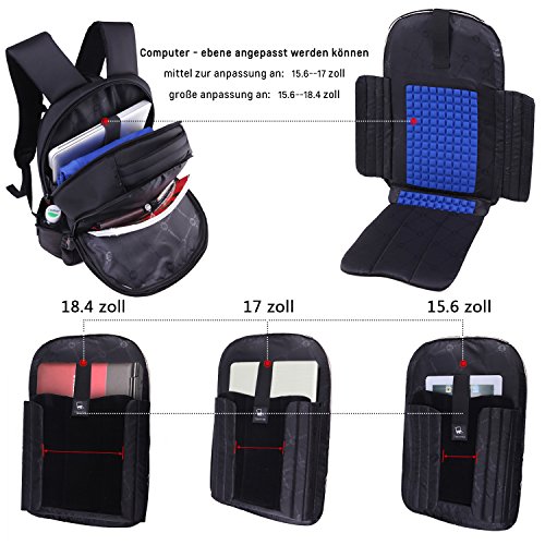 Norsens Anti-Diebstahl 18 4in Notebook Rucksack Schwarz Business Computer Rucksack Damen Fits up to 17 3in Laptop Rucksack