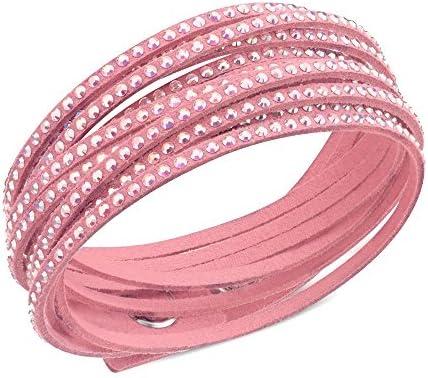 Emma Gioielli – Women Bracelet Pink Alcantara Multi Layer Wrap Adjustable with Crystals SWAROVSKI ELEMENTS – Gift Box