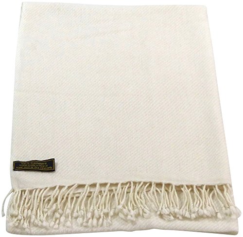 CJ Apparel Blanco Alto Grado 100% Cachemira 2 Capa Chales Hecho a Mano de Nepal Chal Bufanda Envolver Pashmina NUEVO