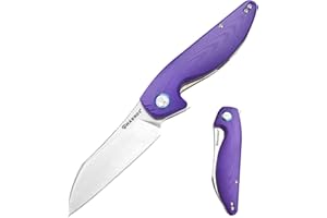 Harnds Parrot Premium Folding Knife z ostrzem Sandvik 14C28N 3.58" i rękojeścią G10 z klipsem, blokadą Liner Lock dla EDC Outdoor Camping Hunting (Fioletowy)