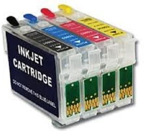 4 EMPTY Refillable Non oem ink cartridges includes 1 black 1 cyan 1 magenta 1 yellow To replace Epson T1291, T1292, T1293 and T1294 ink cartidges