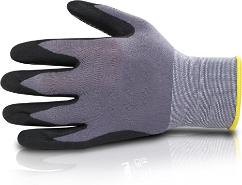 12 Paar Nylon-Strick-Handschuh EN388 CE Cat 2 benoppt Größe 9