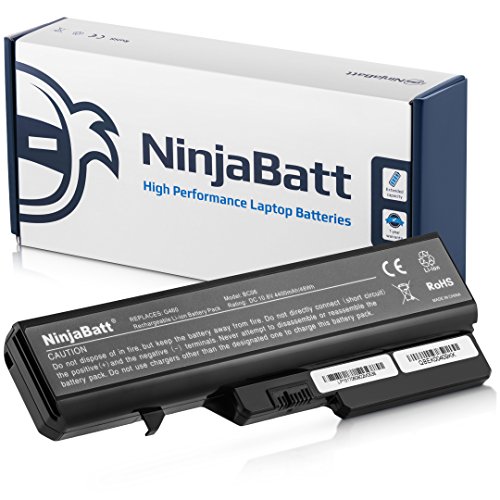 NinjaBatt® New Laptop-Akku für Lenovo L09S6Y02 L09M6Y02 L09L6Y02 L10P6Y22 L10C6Y02 57Y6454 L10P6F21 IdeaPad Z370 Z560 Z565 Z570 G460 G560 B570 V360 V570 – High Performance [6 Zellen/4400mAh/48Wh]