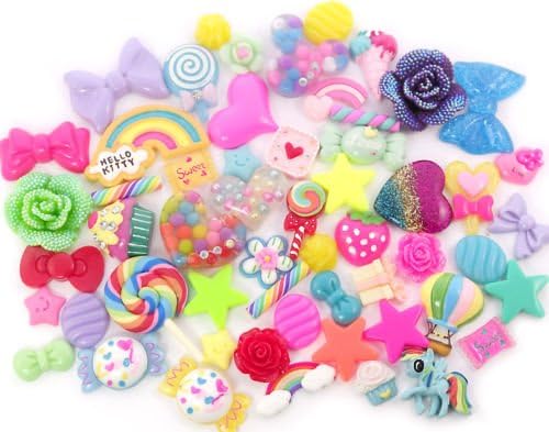 RAINBOW Brights Cabochon Mix Set Cute Decoden Kawaii Craft Kit (20)