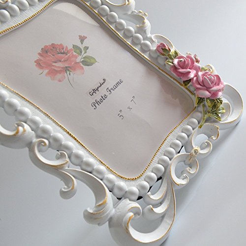 Giftgarden 13×18 Bilderrahmen mit Perlen und Rosen weiß - 5