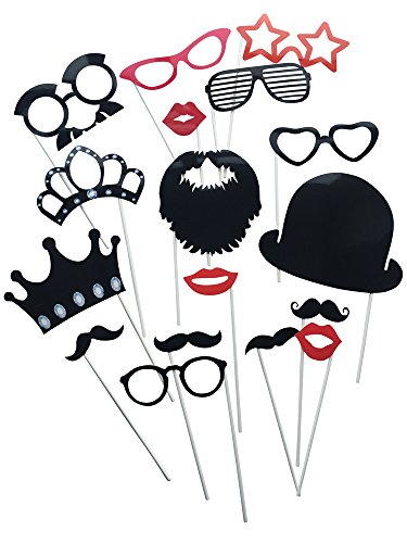Fotorequisiten & Fotoaccessoires für witzige, lustige und besondere Bilder, egal ob Hochzeit, Geburtstag, Abschlussfeier oder jede andere Party mit Bärten, Lippen, Brillen, Krone, Hut/Melone