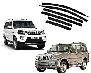 CAR SAAZ Unbreakable Door Visor/Rain Visor/Wind Deflector Compatible with Scorpio (All Models)(Set of 6pcs)