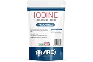 ARC) HEALTH+NUTRITION WWW.ARCHEALTHNUTRITION.CO.UK Iodine Supplement Tablets 400mcg High Strength Potassium Iodide - Non-GMO & Gluten-Free Iodine Supplement - Trace Mineral - UK Made (180)