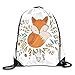 Produktbild EELKKO Drawstring Backpack Gym Bags Storage Backpack, Cute Baby Fox Sleeping In A Floral Made Bed Circle Art Print,Deluxe Bundle Backpack Outdoor Sports Portable Daypack