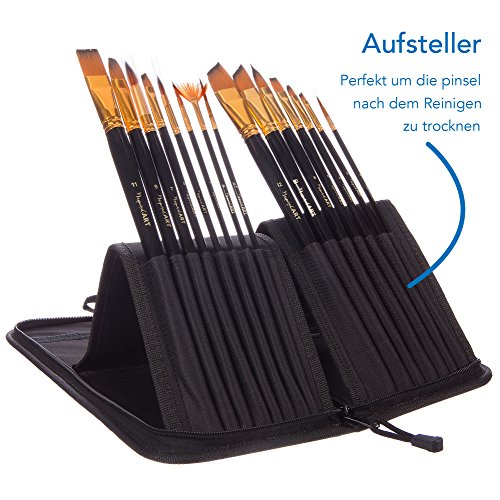 Pinsel-Set 15 Malpinsel für Acrylfarben, Wasserfarben, Öl und Gouache. Professionelle, hochwertige Malpinsel für Künstler | ohne Borstenverlust | Pinseltasche, Geschenkbox & Pflegeanleitung inklusive - 3