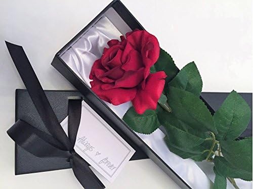 NeofleurSingle Stem Romantic Red Rose in a Silk Lined Black Presentation Gift Box including Always & Forever Gift Card. Luxury Valentine's Day Rose (Lui Rose)