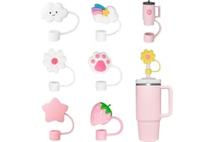 YISCOKO Pokrowce na słomki, pokrywka na słomkę Stanley, 10 mm pyłoszczelne silikonowe nakładki na słomki, wielokrotnego użytku, do kubka Stanley, akcesoria Stanley, 8 szt