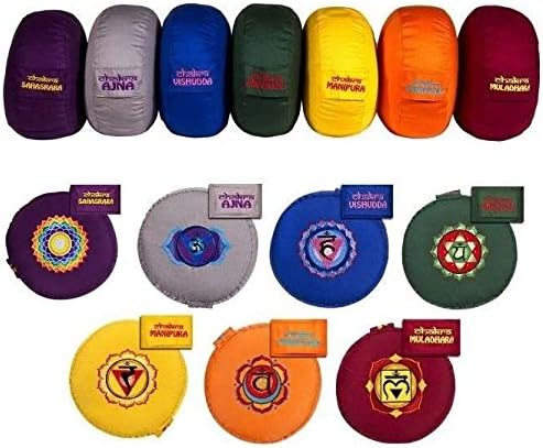 Yogabox Meditation cushions Chakra Glückssitz 7 Series Set, Ø 33cm x height 15 cm, cover and ticking 100% cotton, filled with buckwheat, cover and ticking machine washable up to 30º C
