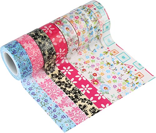 Colorida Flor Cinta Washi decorativos papel adhesivo Cinta adhesiva 15 mm x 9 1 m cada una 8 piezas Colorida Flor Cinta Washi decorativos papel adhesivo Cinta adhesiva 15 mm x 9 1 m cada una 8 piezas