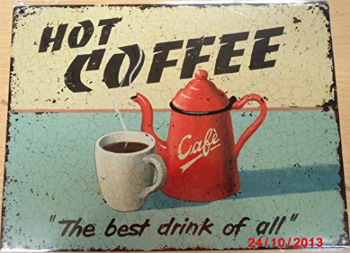 Hot Coffee Metal Sign Stabil Flach New 30x40cm VS3408