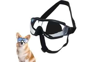 XFSRG Gafas de protección para Perros UV400 protección contra Rayos UV, Banda Ajustable, cómodas y seguras, evitan Arena, Insectos y Polen, Actividades al Aire Libre(Plata, L)