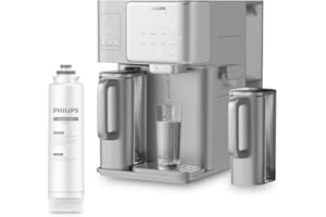 Philips Water Stazione di osmosi inversa, acqua calda e fredda istantanea, fabbricatore di ghiaccio integrato, UV-C, rimineralizzazione, monitor TDS, serbatoio da 6 litri, durata del filtro di 1 anno