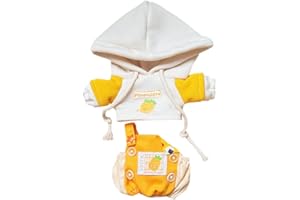 niannyyhouse Ropa de muñeca de felpa de 20 cm, con capucha y patrón de frutas, overol de 8 pulgadas para muñeca de peluche suave (amarillo-1)