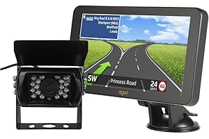 Aguri Motorhome & Caravan RV760 7" Motorhome and Caravan Sat Nav with Built-in Wi-Fi, full UK & European mapping plus Aguri wired roof mount reversing camera with 20m video cable bundle