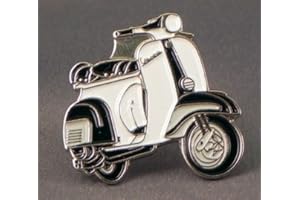 MAINLY METAL Spilla in metallo smaltato per scooter Vespa nero e bianco