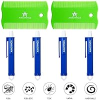 6er Fellpflege Set Für Hunde Und Katzen mit 4 Zecken-Zangen / Zeckenpinzette und 2 Stück Nissenkamm / Zeckenkamm Von Amathings