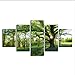 Produktbild Fyyanm Poster Wohnkultur Wohnzimmer Modulare 5 Panel Grüner Baum Wald Landschaft Gerahmte Wandkunst Malerei Hd Gedruckt Leinwand Bilder40X60 40X80 40X100