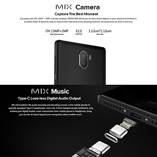 LEAGOO KIICAA MIX Smartphone 4G-LTE 3G WCDMA Android 7.0 5.5 Pollici MTK6750T Octacore 1.5GHz 3GB RAM+32GB ROM Anteriore 13MP Indietro Doppio 2MP + 13 MP Batteria 3000mAh Impronta Digitale