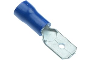 SWITCH ELECTRONICS 100 x Blue 6.3mm Male Insulated Crimp Spade Connector 14-16AWG Wire Cable Electrical