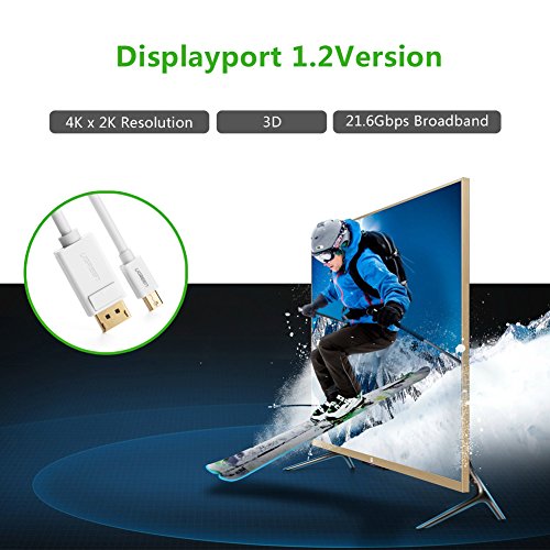 UGREEN 2m Mini Displayport auf Displayport Adapterkabel Mini DP Stecker zu DP Stecker für MacBook, MAC, MacBook Pro, MacBook Air usw Weiß - 4