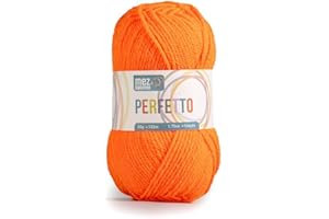 GENERICO Lana acrilica morbida Perfetto Mez Cucirini, filato per uncinetto, lavoro a maglia, tappeti e hobby creativi, gomitolo da 50gr, 133 metri (Arancione Fluo P8279)
