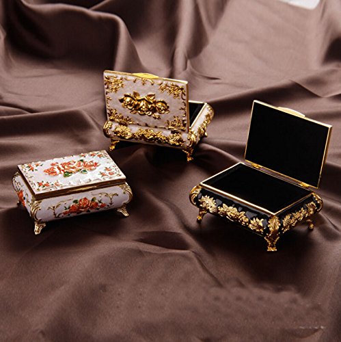 Buwico Blume Small Travel Jewelry Box Organizer Display Storage Bag for Rings Earrings Necklace Goldfarben - 3