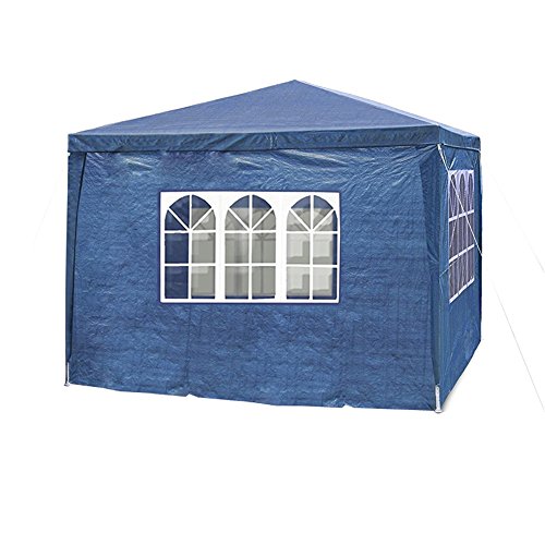 MCTECH 3 x 4 m azul Jardín Carpa tienda de campaña tienda de cerveza Tienda de fiesta, 4 x paredes laterales, 3 x ventanas, 1 x puertas con cremallera, lona de PE impermeable