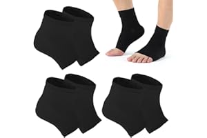 FIMWOLZ 3 Paia Calzini con Tallone in Gel Ventilato Morbido per Pelle Secca e Screpolata Idratante per la Cura della Pelle di Giorno e Notte Nera Taglia Normale