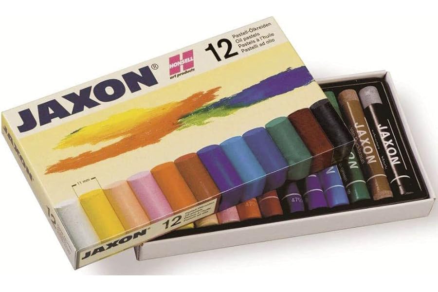 Honsell 47412 - Jaxon Ölpastellkreide, 12er Set im Kartonetui, brillante, lichtechte Farben, ideal für Künstler, Hobbymaler, Kinder, Schule, Kunstunterricht