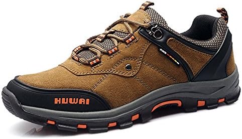 Men's Athletic Outdoor Sports Shoe Mountain Walking Climbing Hiking Low Lace Up Shoes with Swede Leather (UK6, Khaki)