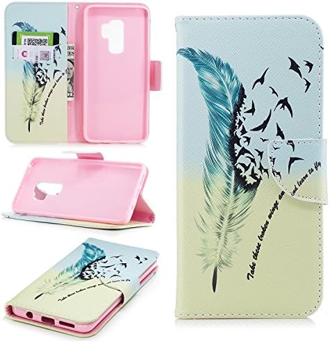CaseLover For Galaxy S9 Plus, PU Leather Silicon TPU Inner for Samsung Galaxy S9 Plus Flip Stand Function ID Card Slots Protective Tablet Wallet Case Magnetic Smart Cover - Feather