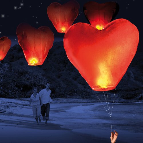 Nakamari Schwebende Herz-Glückslaterne inkl. Schnur, 5er-Set - 2