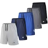 fovdtaa 5 Pack Mens Athletic Shorts with Pockets Elastic Waist Quick Dry Workout Shorts Running Pants