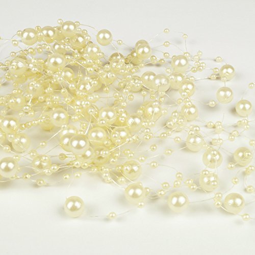 6,5 m Perlengirlanden Creme - Perlengirlande Dekoschnur Perlenkette